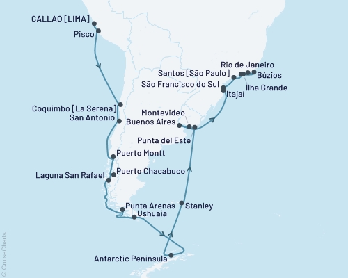 South America Luxury Cruise - Lima (Callao) to Buenos Aires on Dec 20, 2023