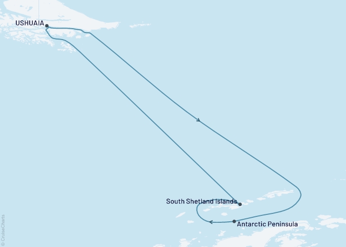 11-Night Antarctica Cruise Map